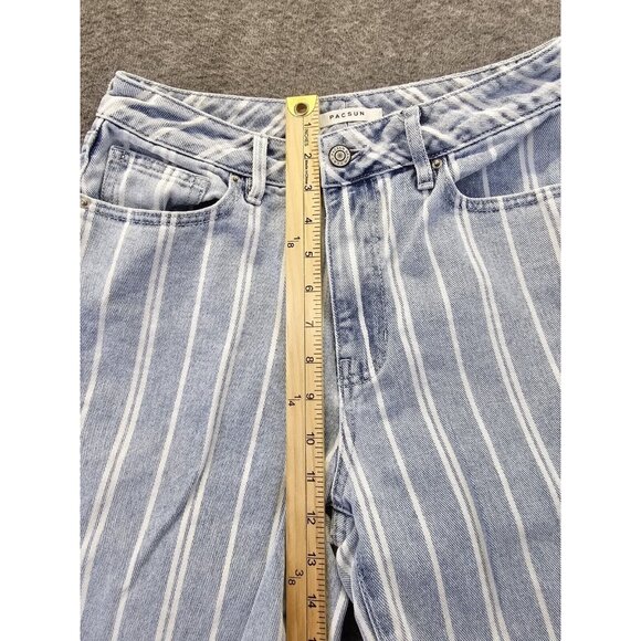 PACSUN Jeans Womens Size 27 Mom Jean Blue & White Striped 100% Cotton - Picture 8 of 11